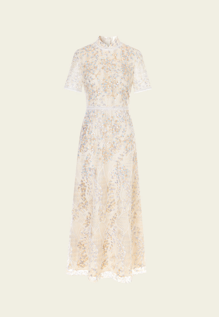 Cream Floral Lace Dress