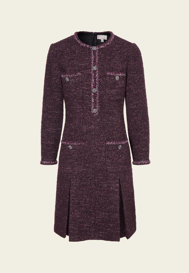 Pleat-detail Patch-pocket Dress