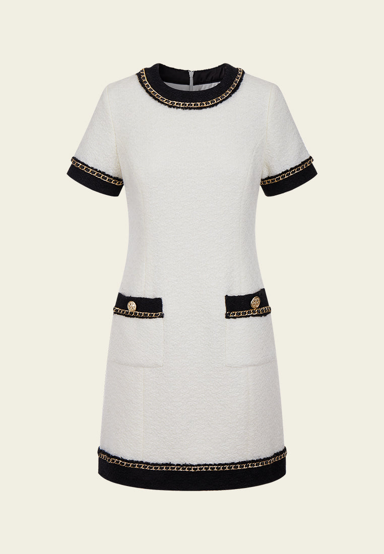 Classy Contrast Tweed Dress