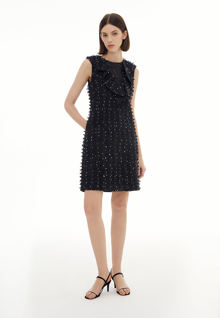 Patchwork Jacquard Sleeveless Mini Dress
