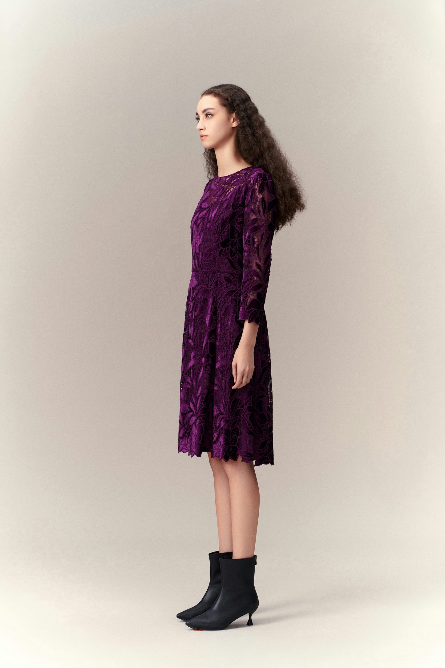 Cut-out Lace Midi Dress