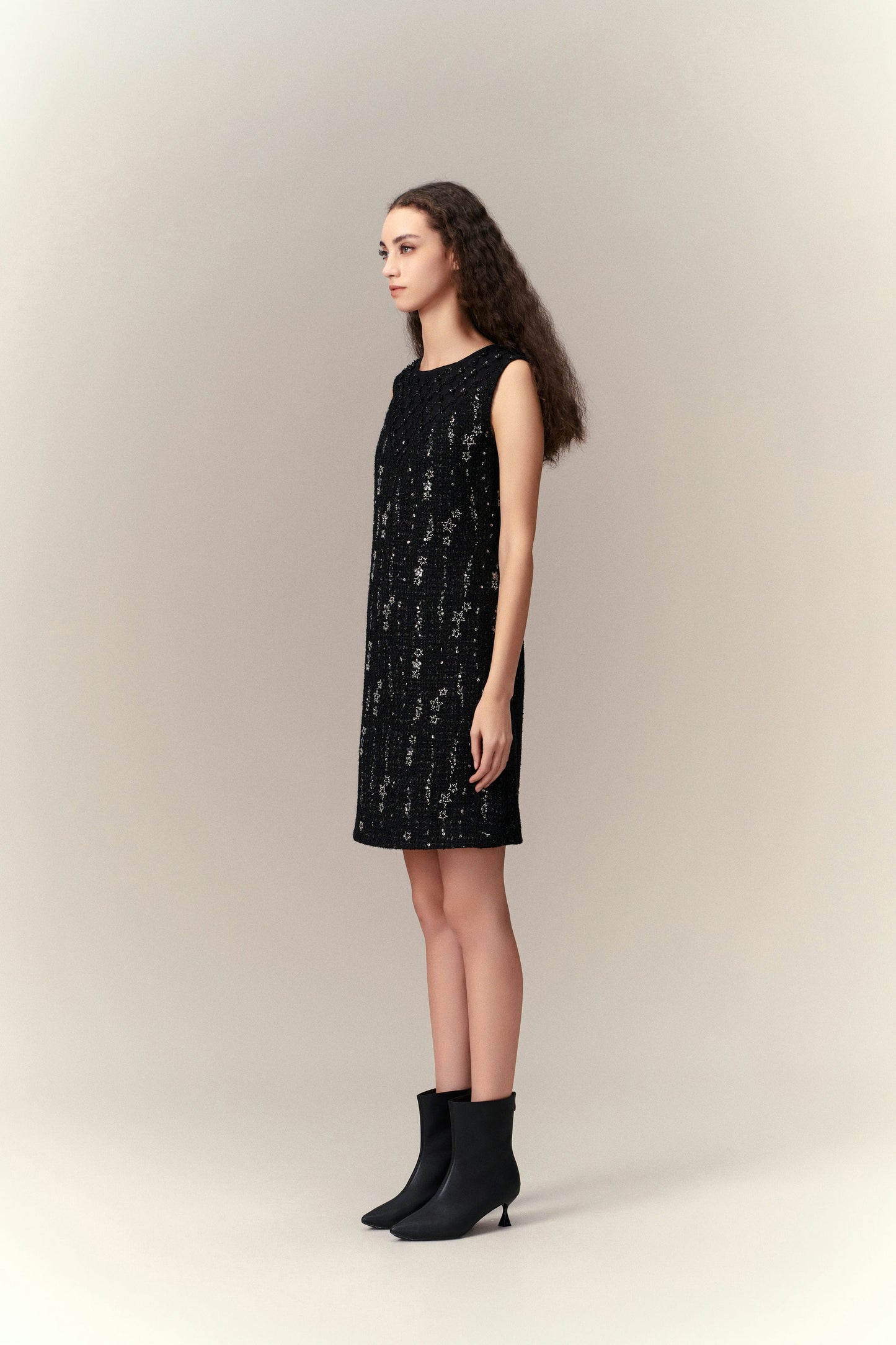 Meteor Shower Embellished Sleeveless Dress