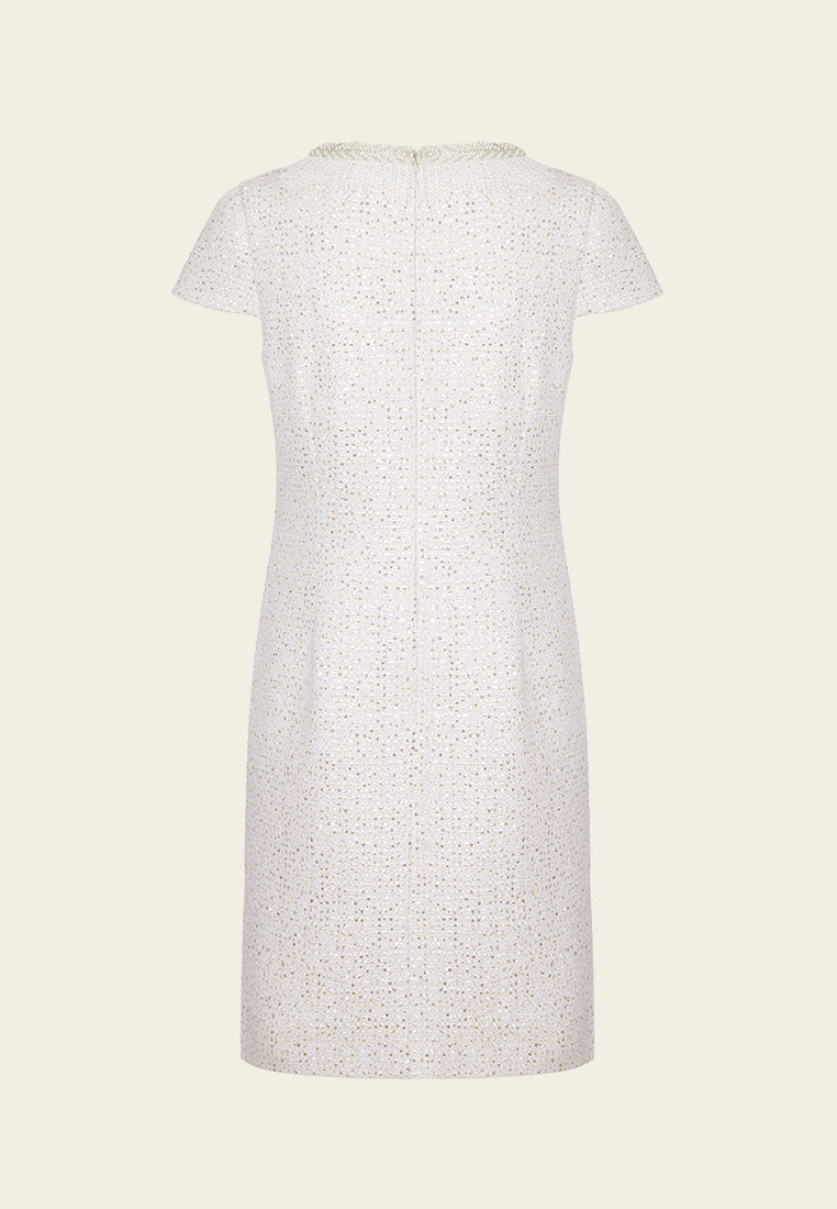 Dignified Cap-sleeve Patchwork-detail Dress