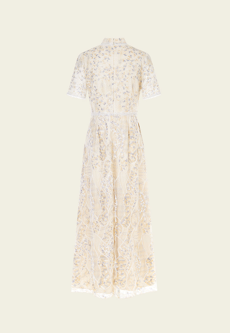 Cream Floral Lace Dress