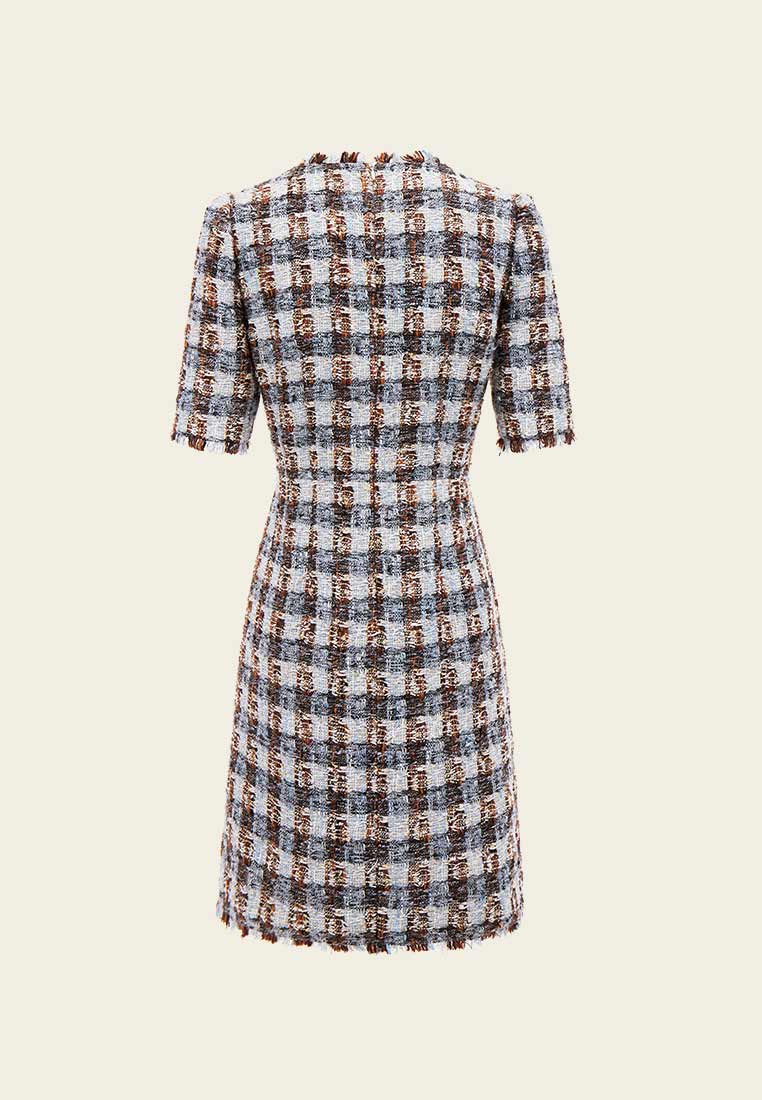 Amber and Light Blue Tweed Dress