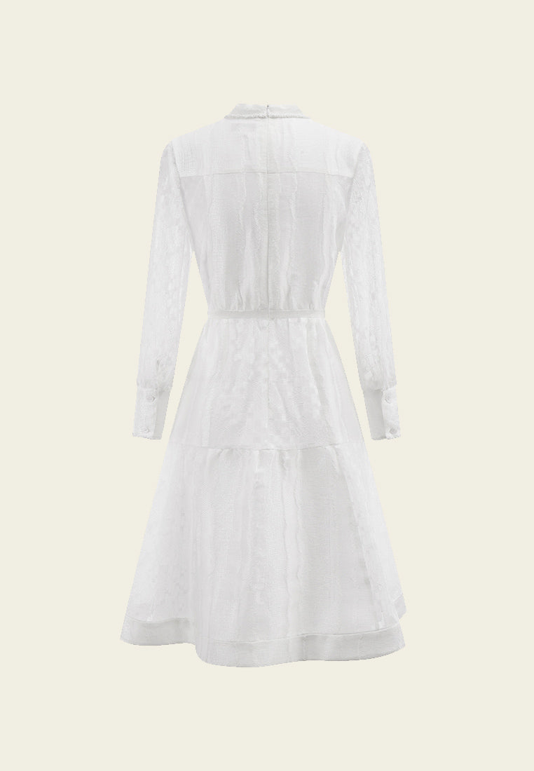 White Stand Collar Dress