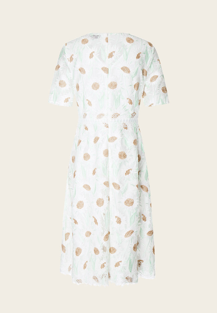 Chamomile Lace-detailing Short Sleeve Dress