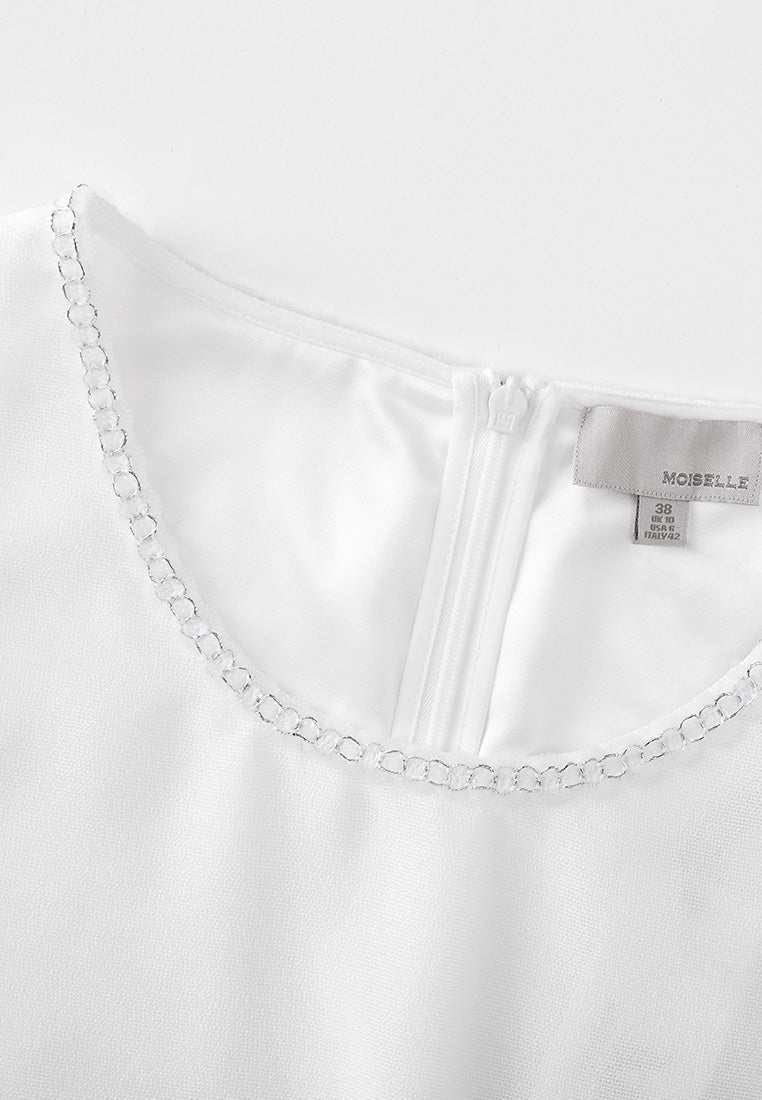 White Landscape Embroidered Dress