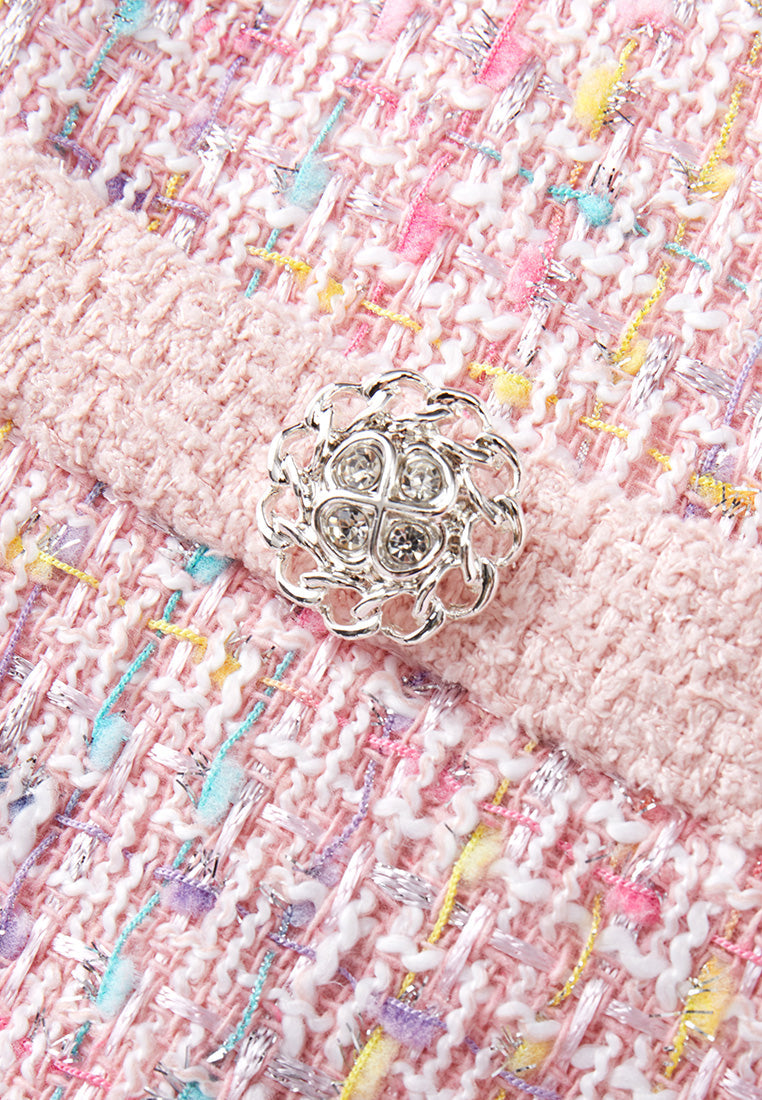 Pastel V-neck Tweed Dress