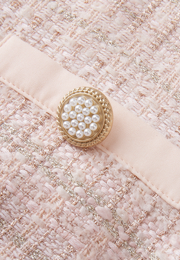 Pink Signature Short-sleeved Tweed Dress