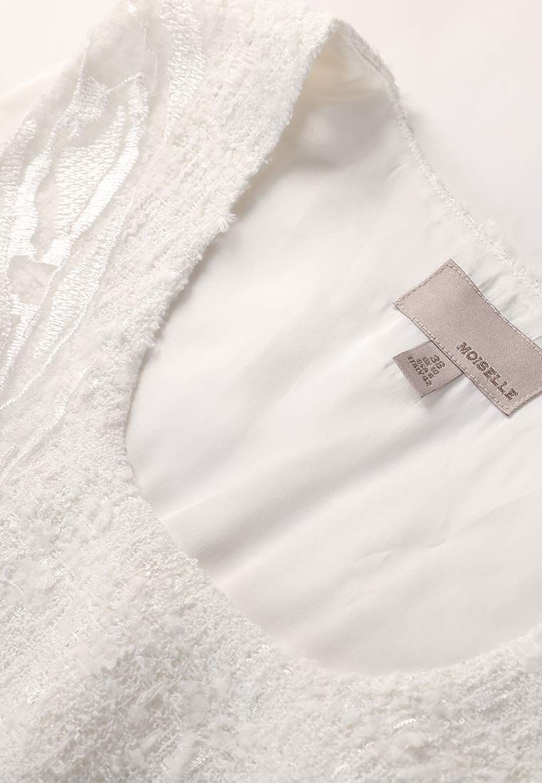 White Lace and Jacquard Mesh Dress