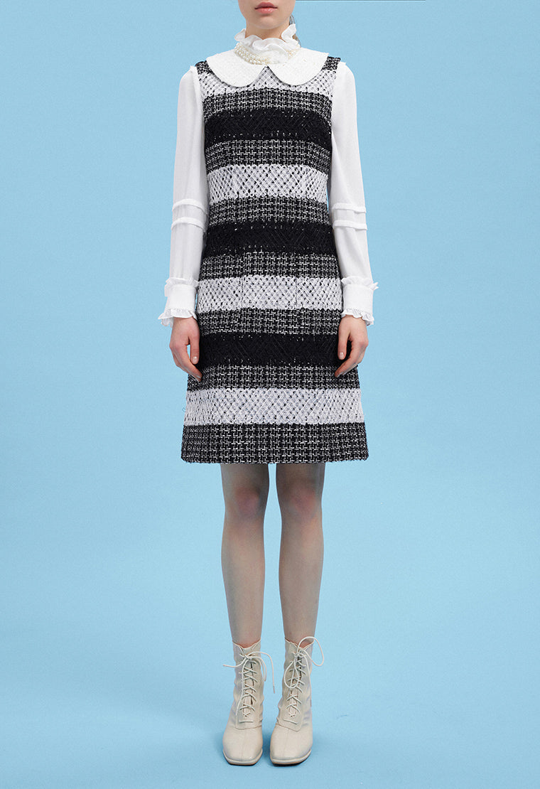 Black Peter Pan Collar Tweed Dress
