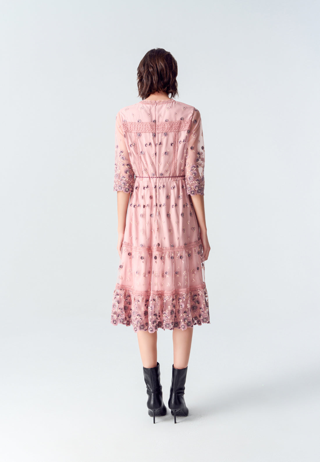Bohemian Purple V-neck Embroidered Dress
