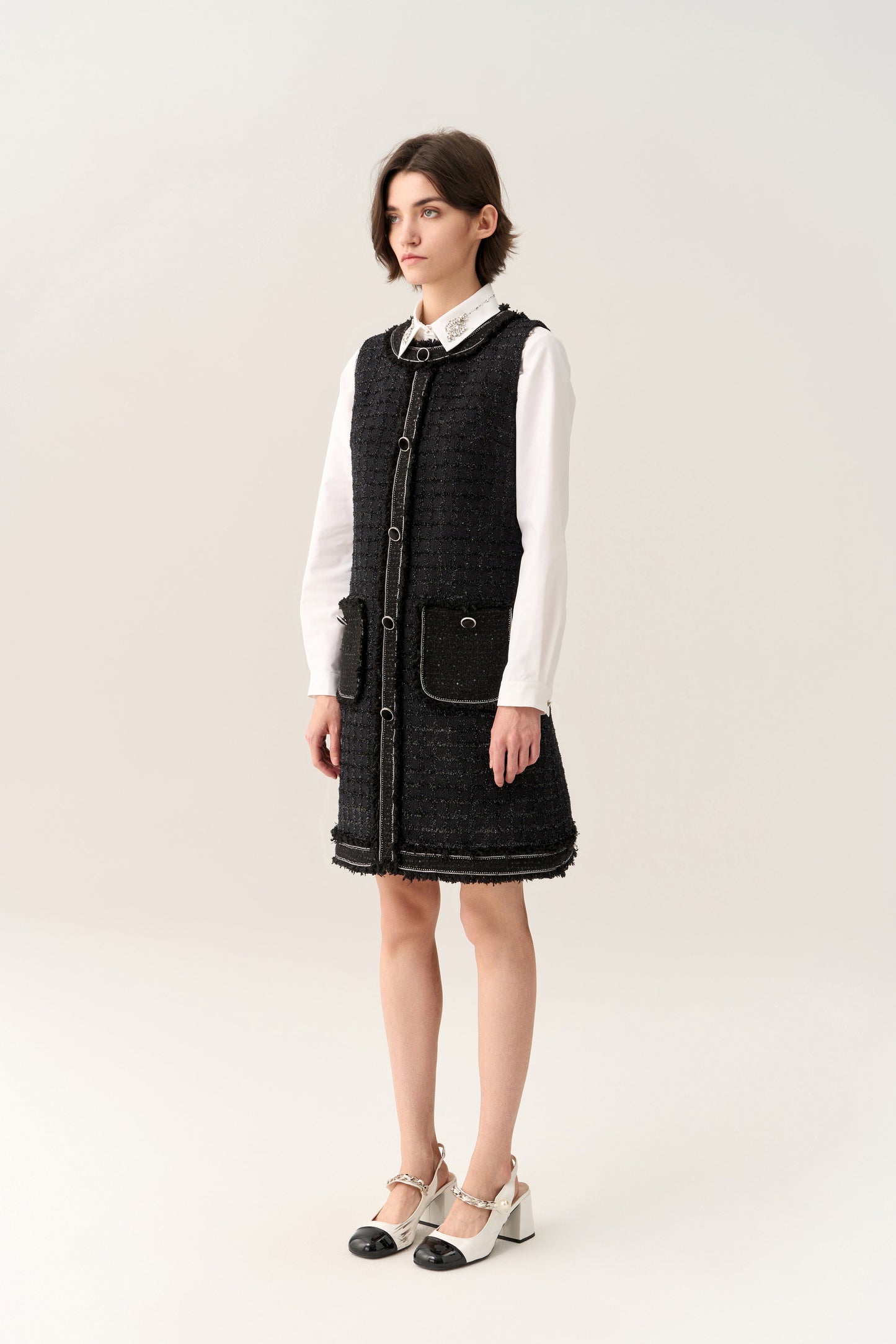 Lurex Sleeveless Tweed Dress