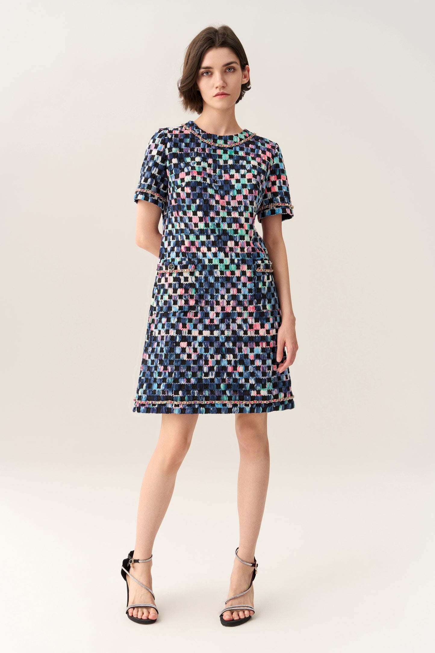 Gradient Checker Pattern Dress