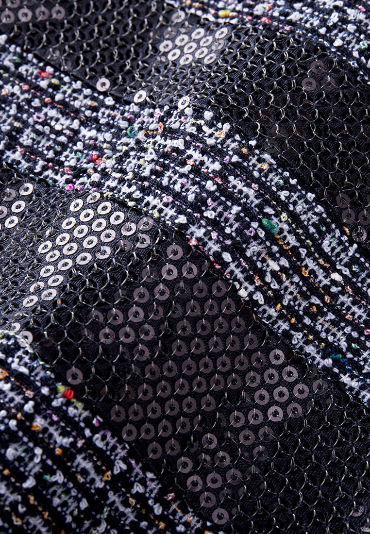 Midnight Blue Sleeveless Tweed Dress