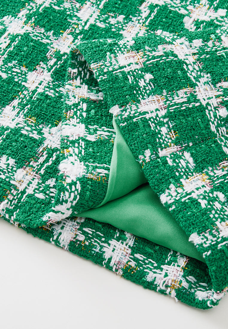 Emerald Green Check Tweed Dress