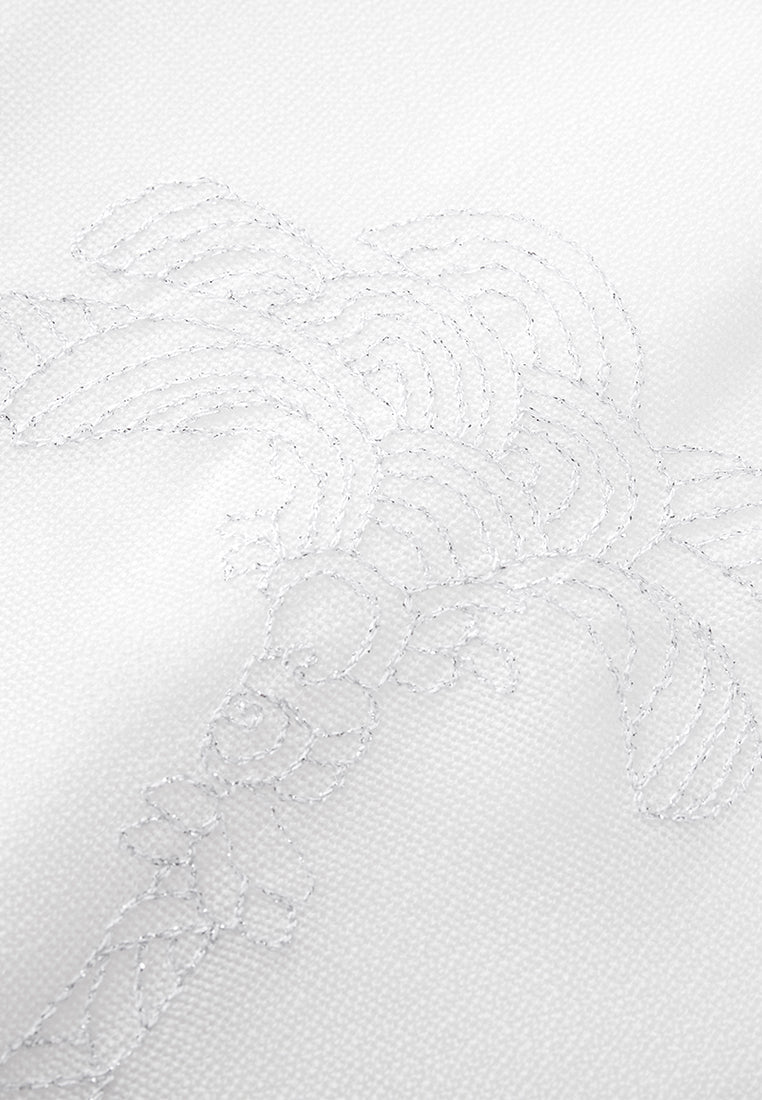White Landscape Embroidered Dress