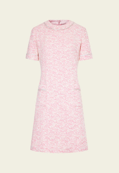 Digitized Pink Tweed Dress