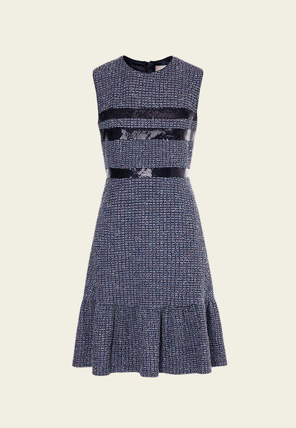 Midnight Blue Sleeveless Tweed Dress