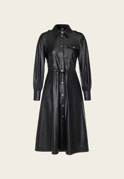 Motorcycle Black Vegan Leather Coat Dress