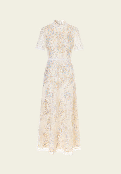 Cream Floral Lace Dress