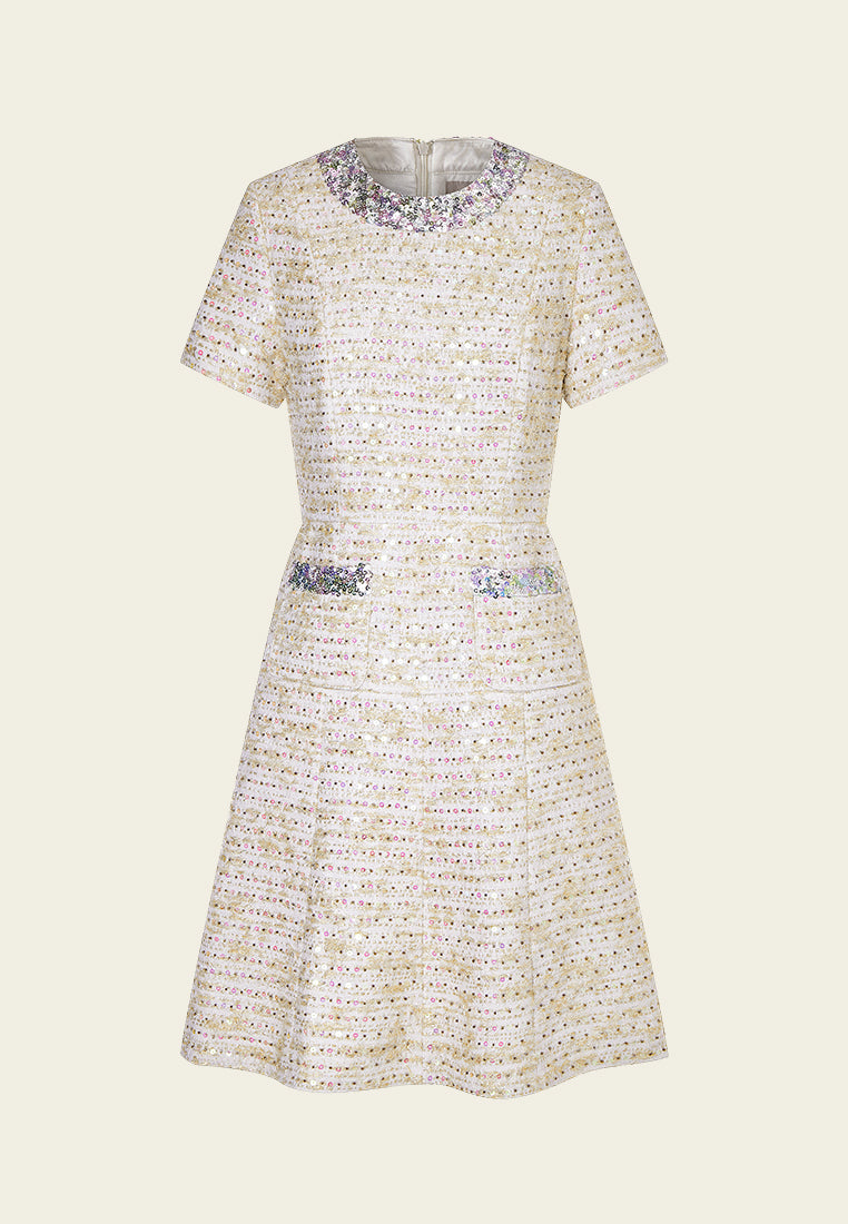 Luxurious Sequined Tweed Dress