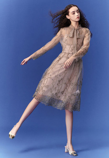 Caramel Mesh Dress