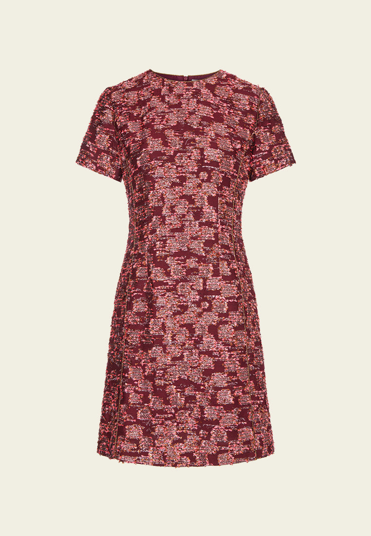 Orange Lurex Tweed Short Sleeves Dress
