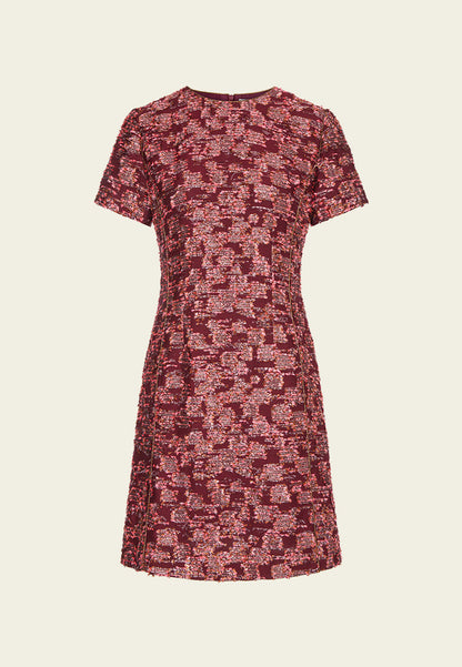 Orange Lurex Tweed Short Sleeves Dress