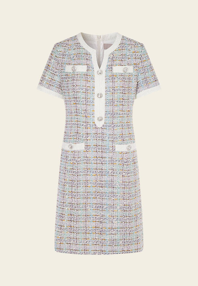 Lurex Classy Check Tweed Dress