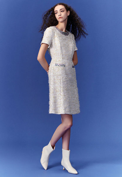 Luxurious Sequined Tweed Dress