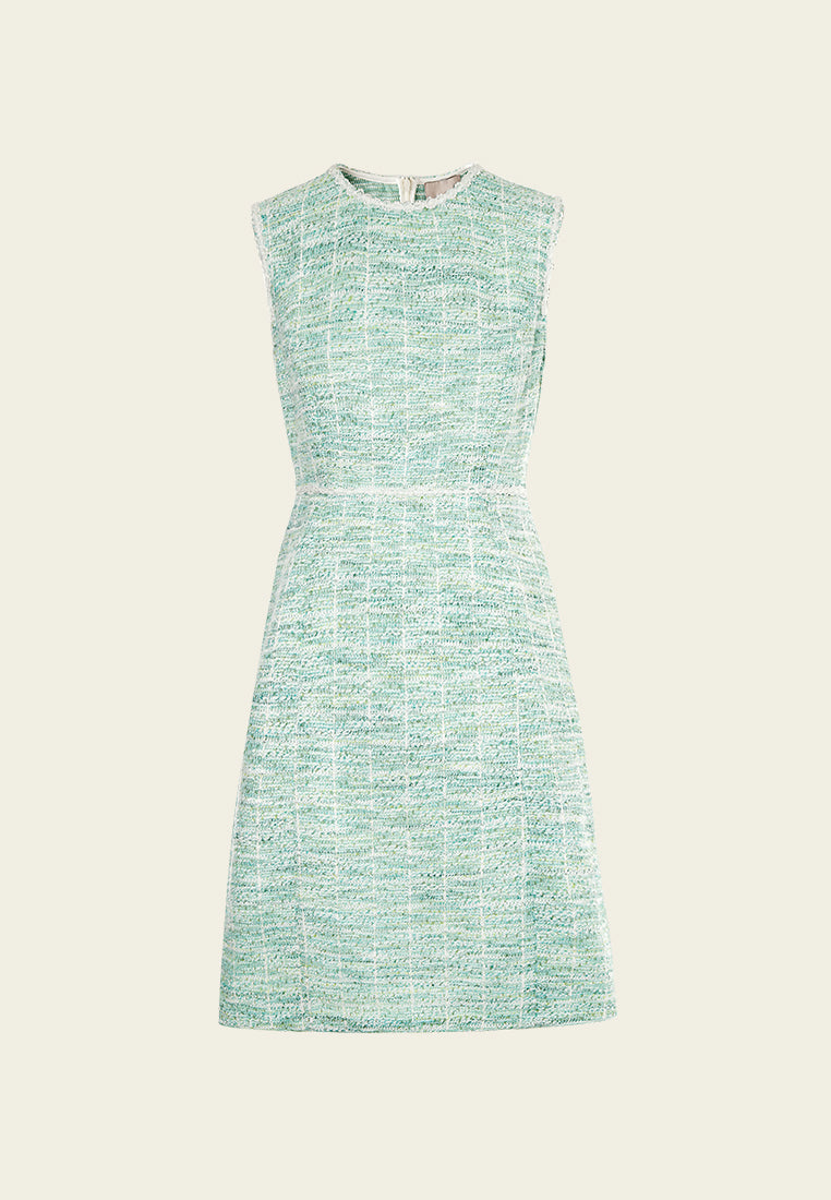 Mint Green Sleeveless Stretch Tweed Dress