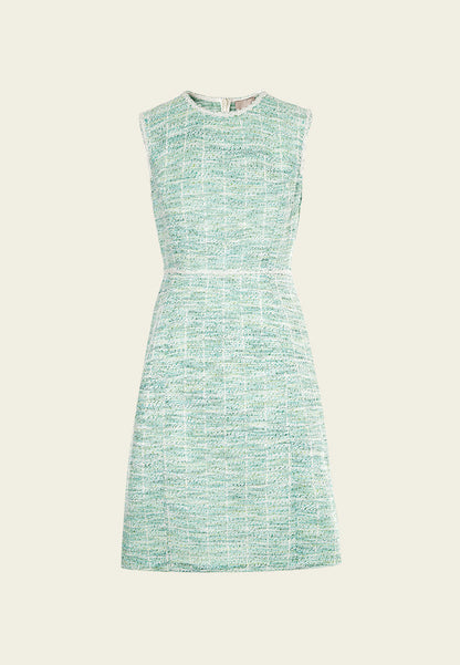 Mint Green Sleeveless Stretch Tweed Dress