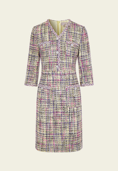 Braided Hem Tweed Dress