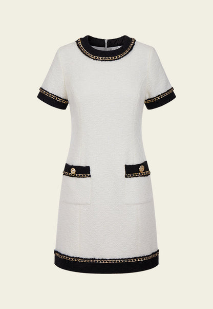 Classy Contrast Tweed Dress