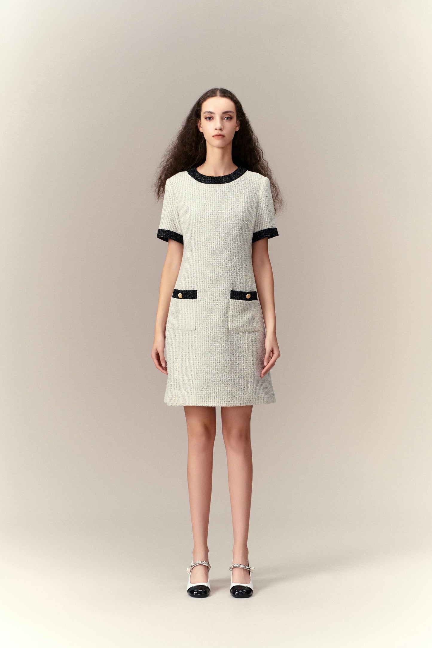 Classy Contrast Tweed Dress