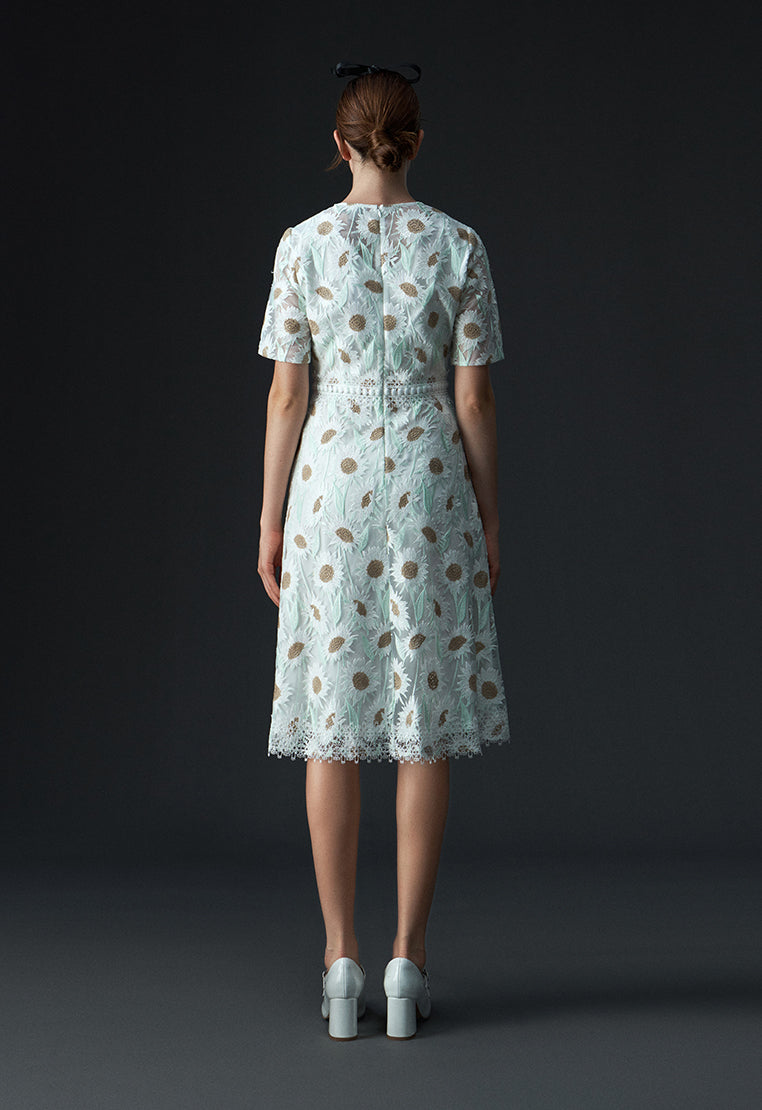 Chamomile Lace-detailing Short Sleeve Dress