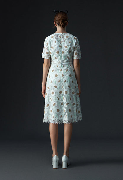 Chamomile Lace-detailing Short Sleeve Dress