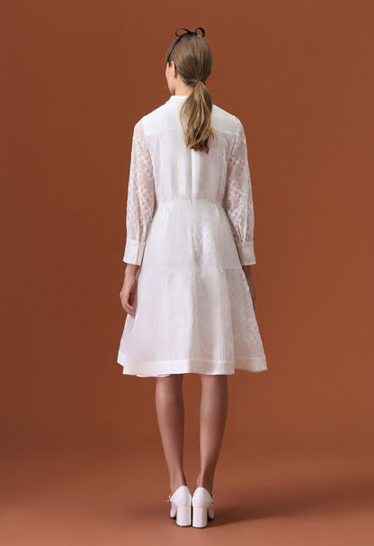 White Stand Collar Dress