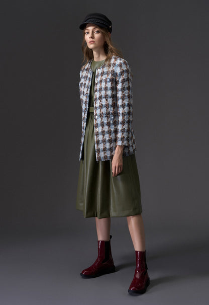 Cap Sleeves Vegan Leather Dress
