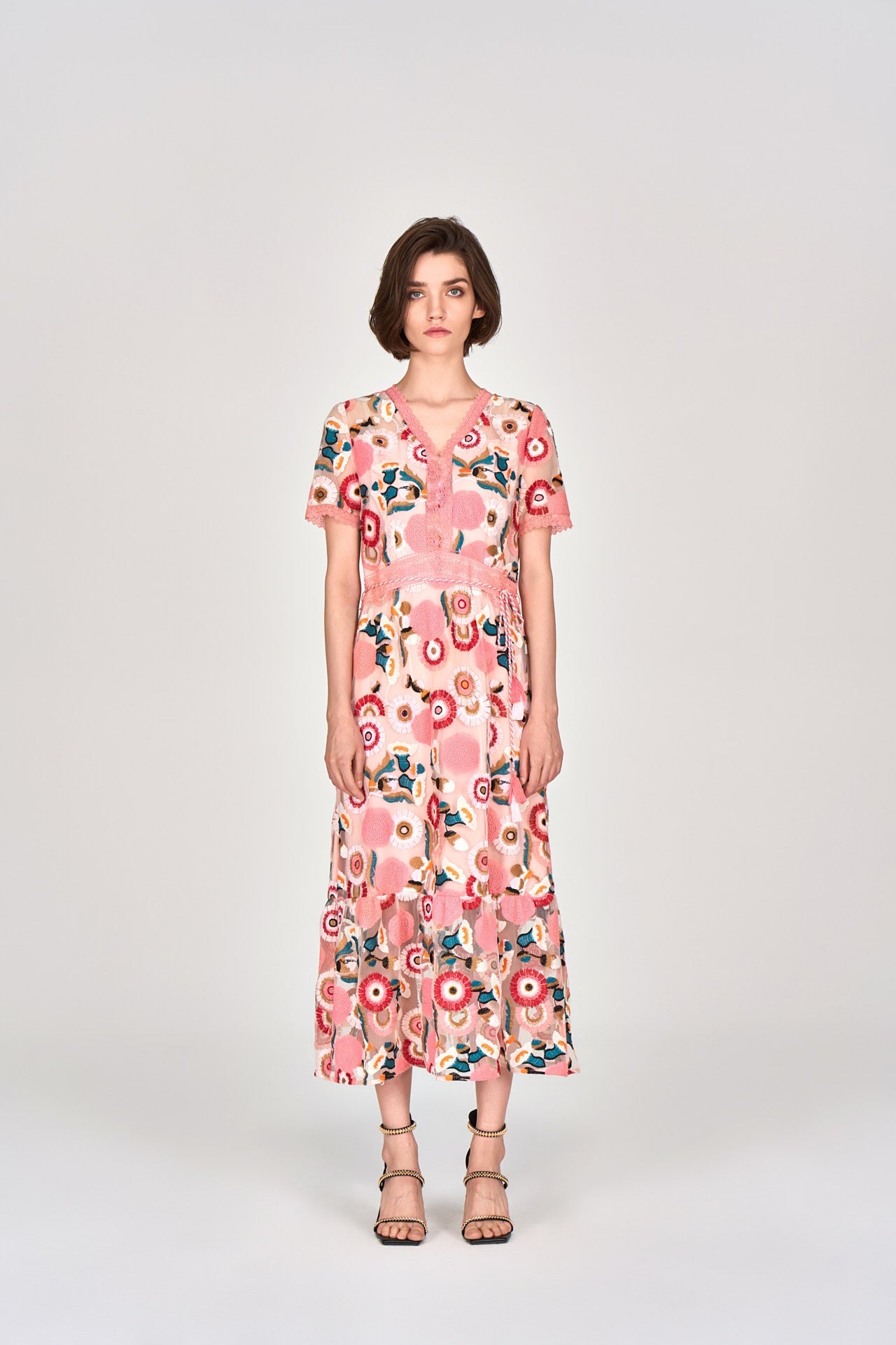 Spring Embroidery Pink Dress