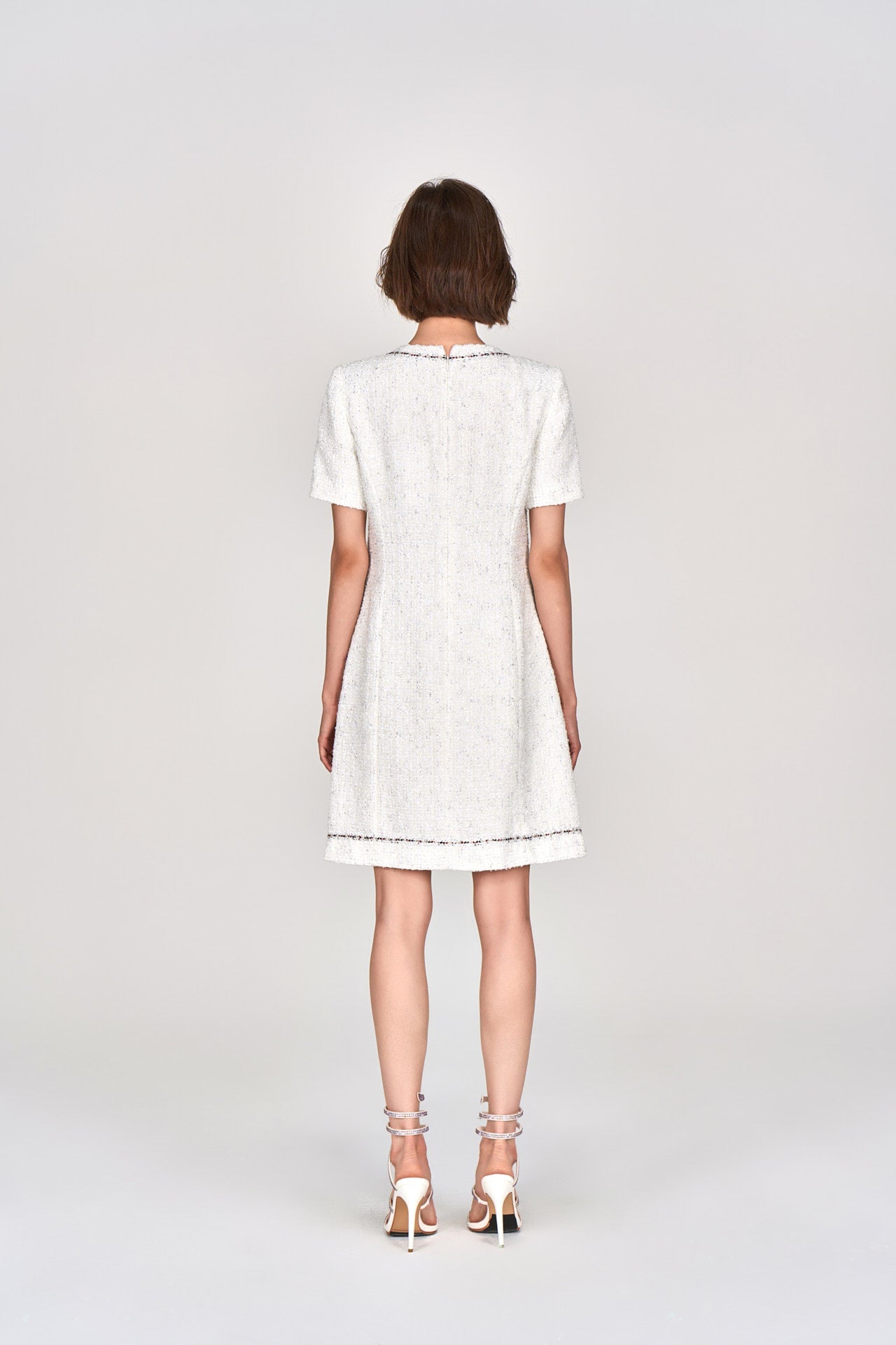 White Lurex Lightweight Tweed Dress