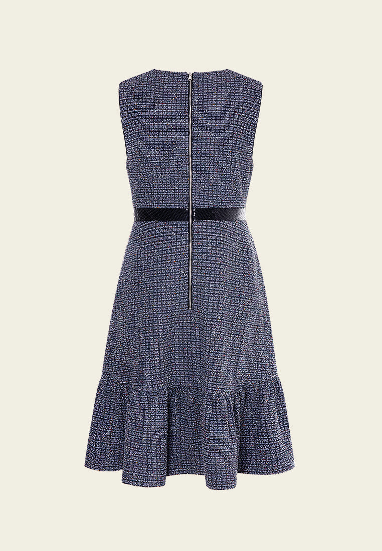 Midnight Blue Sleeveless Tweed Dress