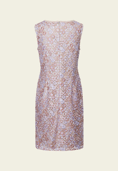 Pink Lace Sleeveless Midi Dress