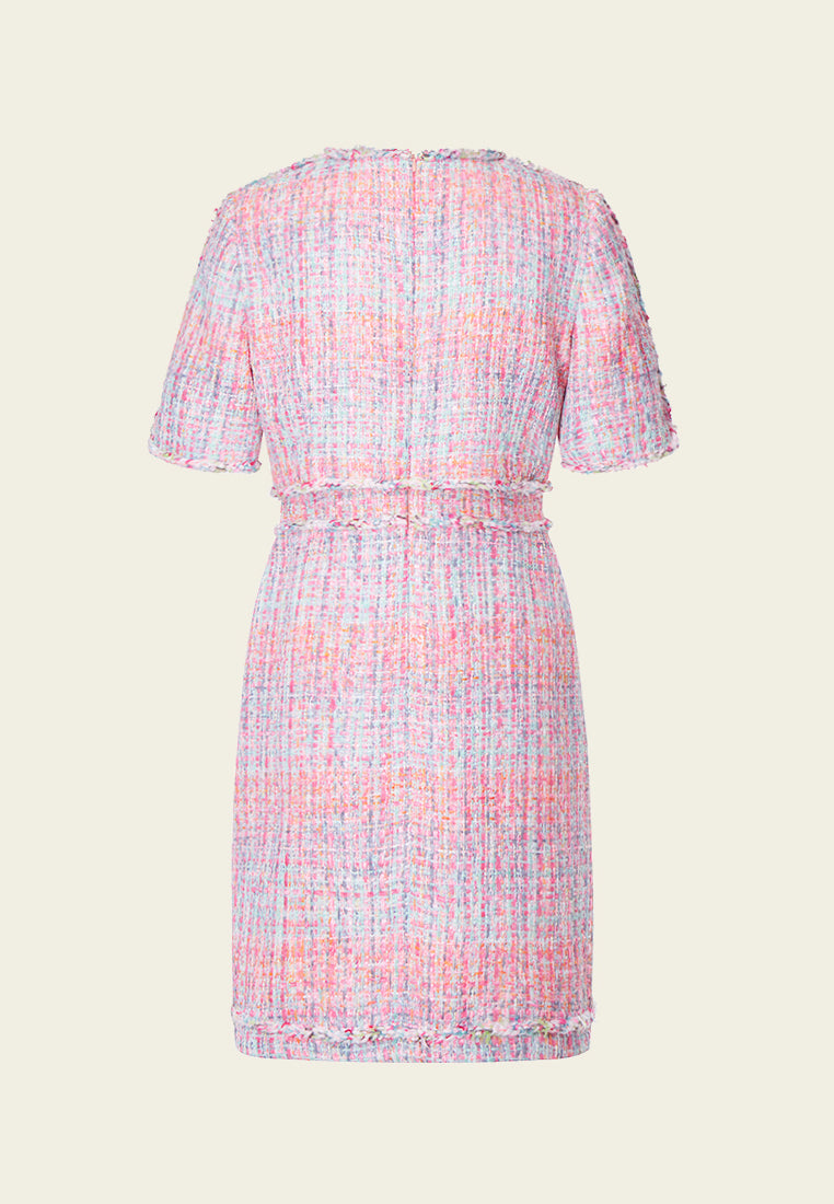 Pink Tweed Dress with Buttons