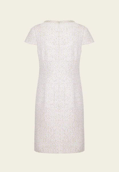 Dignified Cap-sleeve Patchwork-detail Dress
