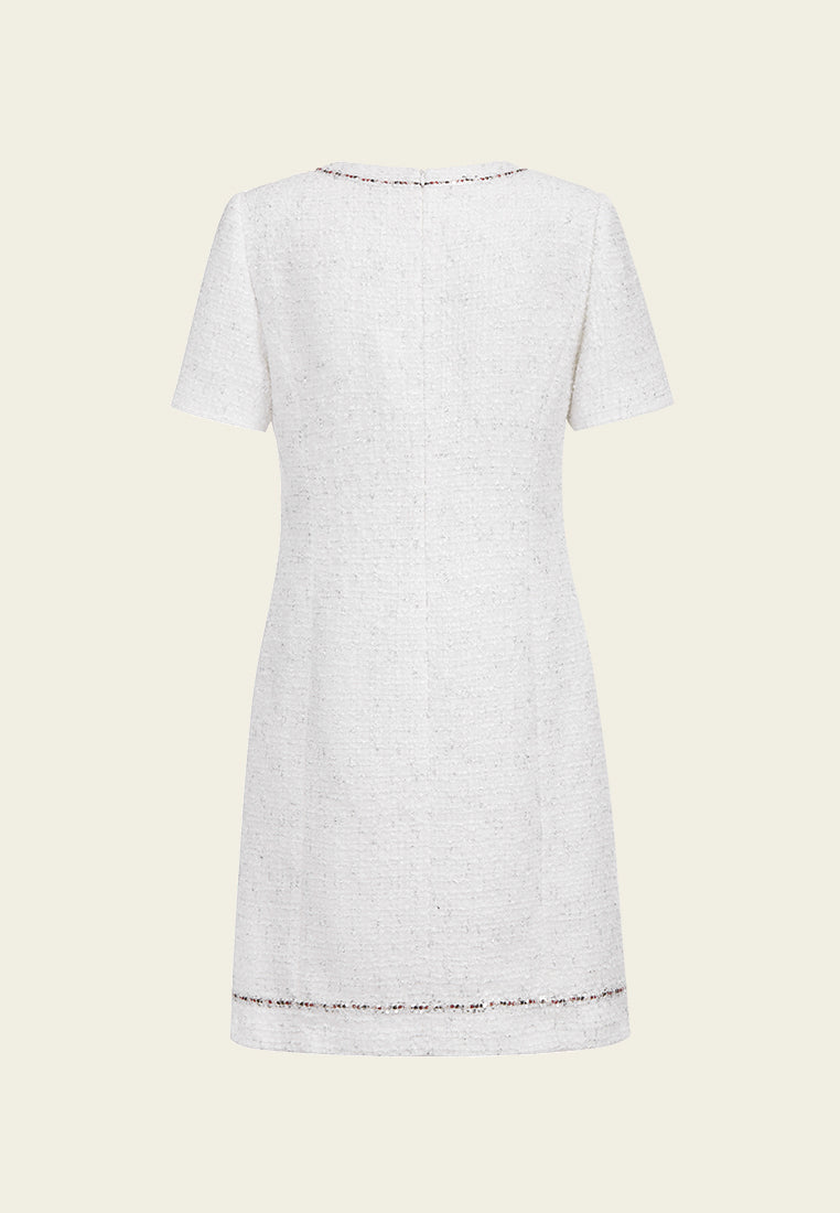 White Lurex Lightweight Tweed Dress