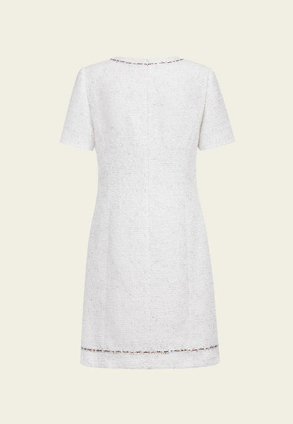 White Lurex Lightweight Tweed Dress