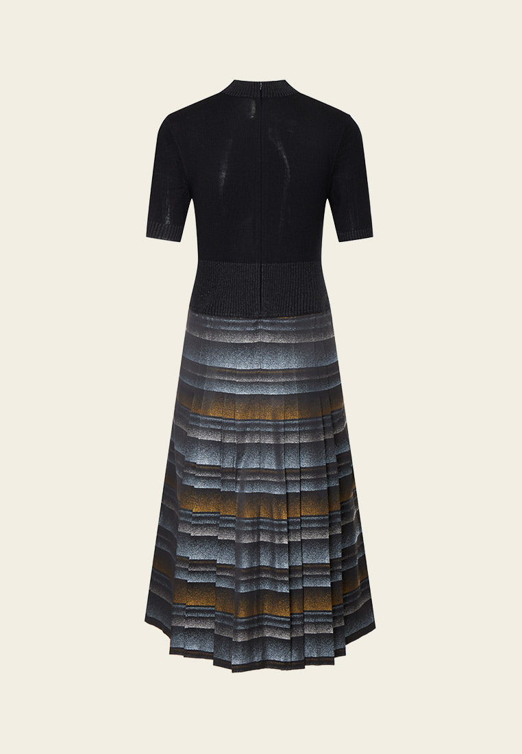 High-neck Wool Knit Ombré Dress